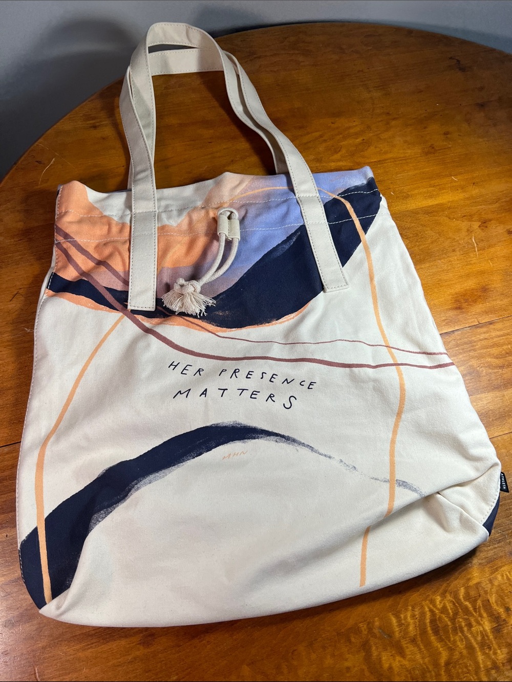 Rare Athleta Artist Series Her Presence Matters Canvas Drawstring Tote